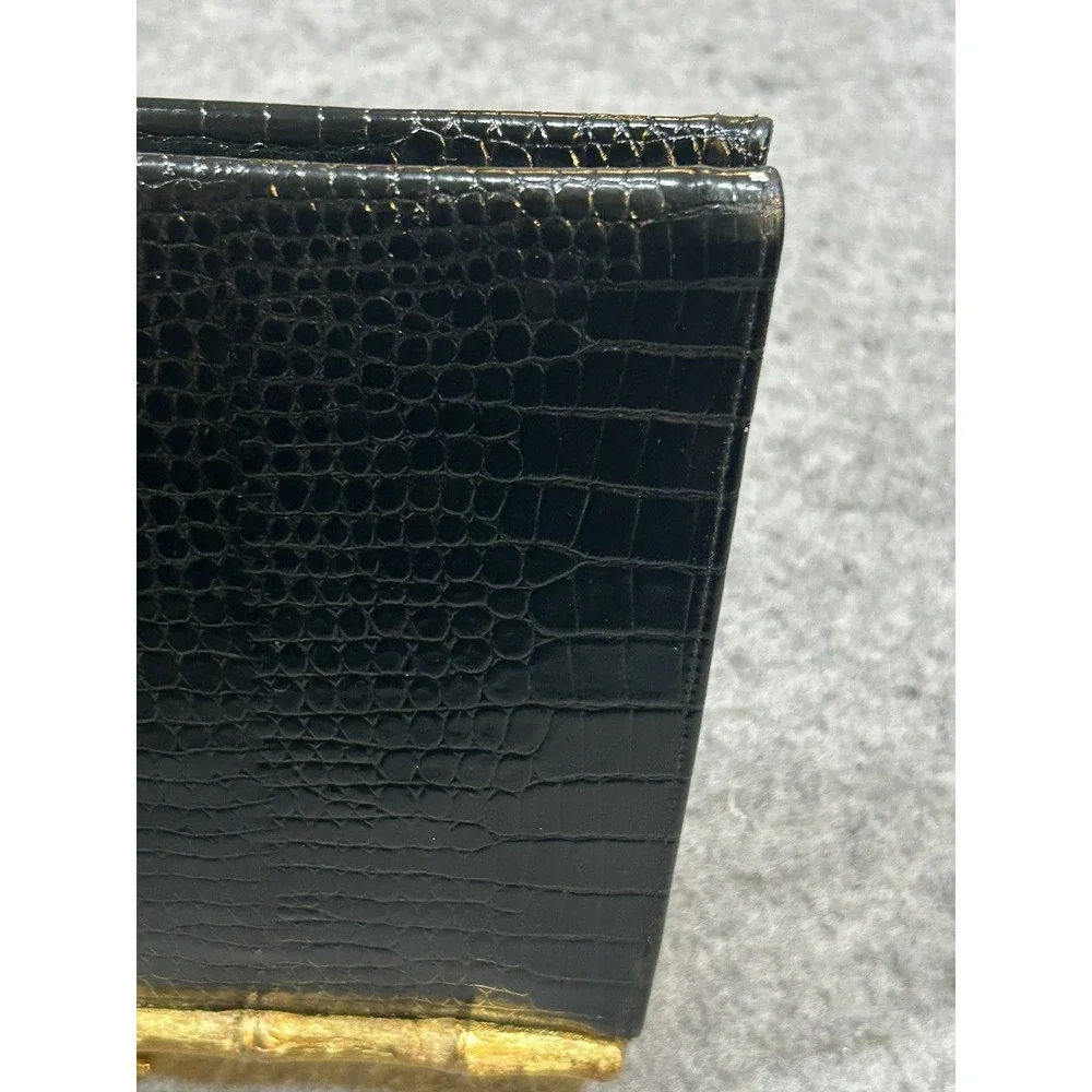 AFTER FIVE BLACK FAUX ALLIGATOR HANDBAG PURSE CHANGE PURSE VINTAGE Clutch Glam